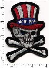 14 Pcs Embroidered Iron on patches Skull Bone  High Hat USA 77x111mm AP021Ha