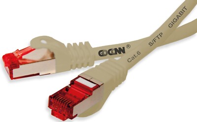GoConn Patchkabel Cat6 1,5m grau Rastnasenschutz S/FTP PiMF 250MHz 2xgeschirmt
