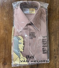VINTAGE 70s Van Heusen Van Duel Sport Dress Shirt Sz 15 M Short Sleeve Flesh NWT