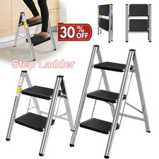 2/3 Portable Step Ladder Folding Ladders Heavy Duty Stepping Stool Anti-Slip UK