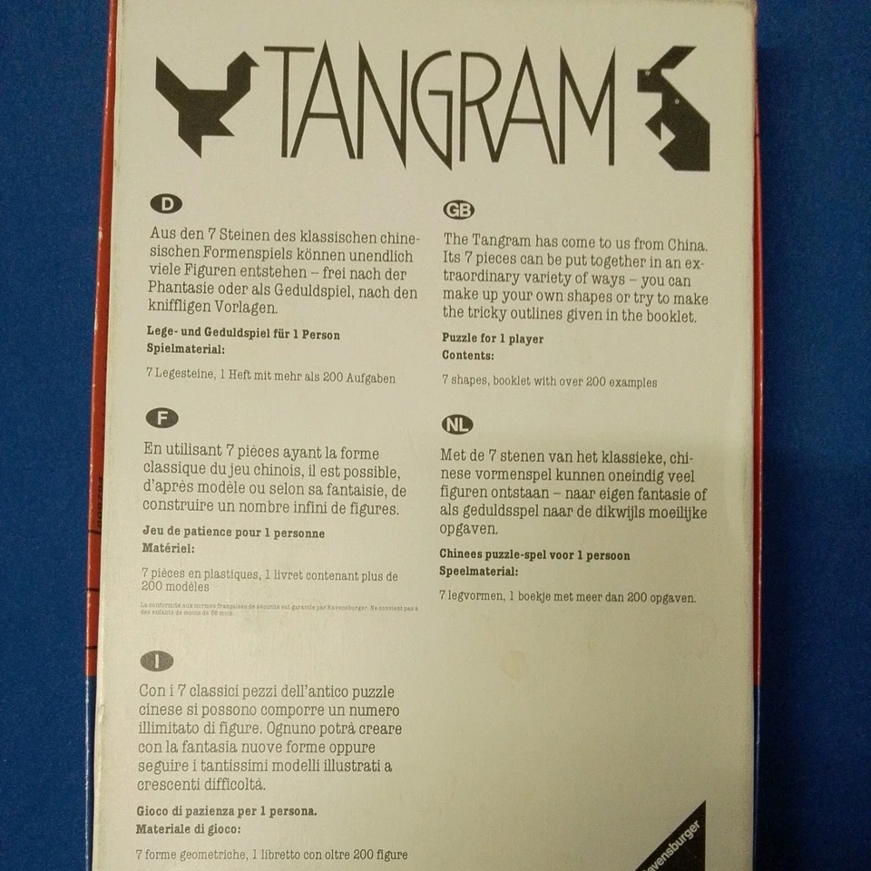 Ravensburger TANGRAM - Original China - Puzzle - von 1987 - - Bild 4 von 4