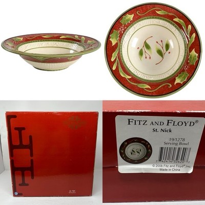 NEW 2008 Fitz & Floyd Holiday St. Nick 12'' Serving Bowl - 19/1278 Christmas