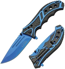 Rite Edge Caution Assisted Folding Knife 3.75" Stainless Blade Aluminum Handle