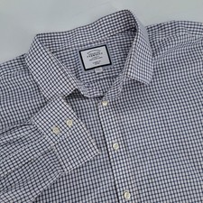 Charles Tyrwhitt Mens Classic Fit Non Iron Check Dress Shirt 20 37 Blue White