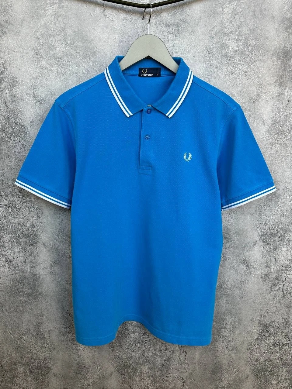 Fred Perry Twin Tipped Polo Shirt Blue Short Sleeve Cotton Men's Size M