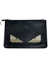 Fendi Leather Clutch Bag Monster Black Used