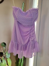 Hello Molly "Face On Magazines" Purple Lilac Short Strapless Dress, Size US 6