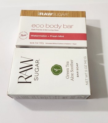 Raw Sugar Living Bar Soap Bundle - Watermelon + Mint & Green Tea + Aloe