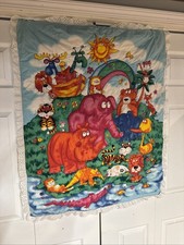 Vintage Noahs Ark Rainbow Crib Bedding Quilt Throw Blanket Wall Hanging