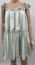 Easel Los Angeles Boho Embroidered Mini Dress LG Sage Green Tassels Festival NWT