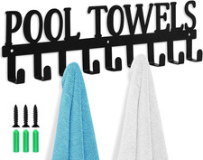 Pool Towels Hook Metal Towel Hanger Outdoor Hot Tub Towel Rack Wall Mount 9 Hook