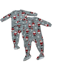 Carter's Toddler Footed Fleece Pajamas Size 18 Months Lot of 2 Christmas Santa
