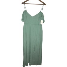 Birdy Grey Devin Chiffon Slit Dress Eucalyptus Green XL Bridesmaid Maxi Gown