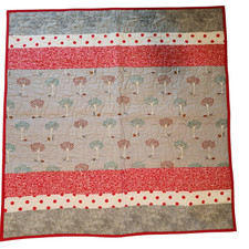 Handmade, New Lap quilt Trees Gray Red Cream 40X40" Wall Hanging, decor