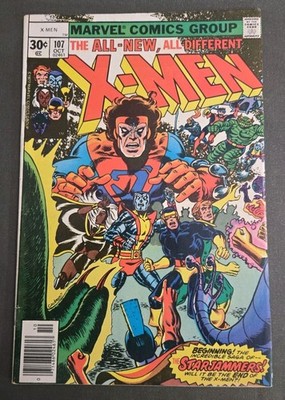 X-Men #107 Marvel 1977 1st Full Team APP Starjammers, Gladiator, Fang  ''A'' NS!!!