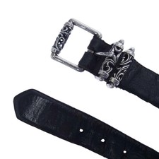 CHROME HEARTS 3PC ROLLER 1.5 3PC Roller Buckle Leather Belt 30 inches Black