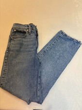 Madewell The Perfect Vintage Straight Jeans Distressed Size 26 Light Stone Wash