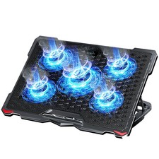 AICHESON Laptop Cooling Pad 5 Fans Up to 17.3 Inch Heavy Notebook Cooler, Blu...