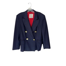 Moschino Blazer Cheap and Chic Navy Gold Button Wool Preppy Academia Size 12