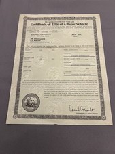 Genuine Original 1952 Mercury Coupe NC Car Title 52ME