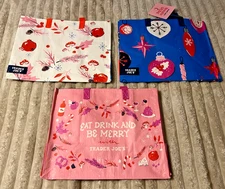 TRADER JOE'S CHRISTMAS HOLIDAY REUSABLE GIFT BAGS-SET OF 3-NWT!