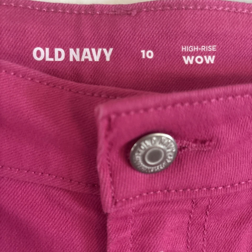 Pantalones Cortos de Jean Rosa Marino Antiguo Tiro Alto WOW 3” Entrepierna Talla 10 Algodón Poli Spandex W 31 Foto 2 de 4