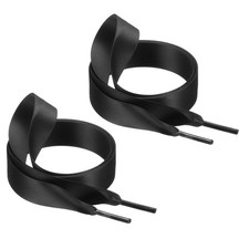 39" Satin Ribbon Flat Shoelaces Wide Silk Sneakers Shoestring, Black