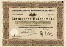 Textile plant Glauchau 1935 VEB Schwarza Denkendorf Bad Homburg Berlin 1000 RM