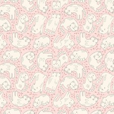 Feline Drive Fabric KITTEN FUN Cat Toss Light Pink Clothworks - Sold by the Yard