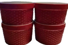 Home Essentials Red White Mini Ramekins Baking Dish Set of 4 8 oz  each