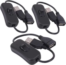 3 Pack Male to Female USB Cable with On/Off Switch USB Extension Inline Rocker