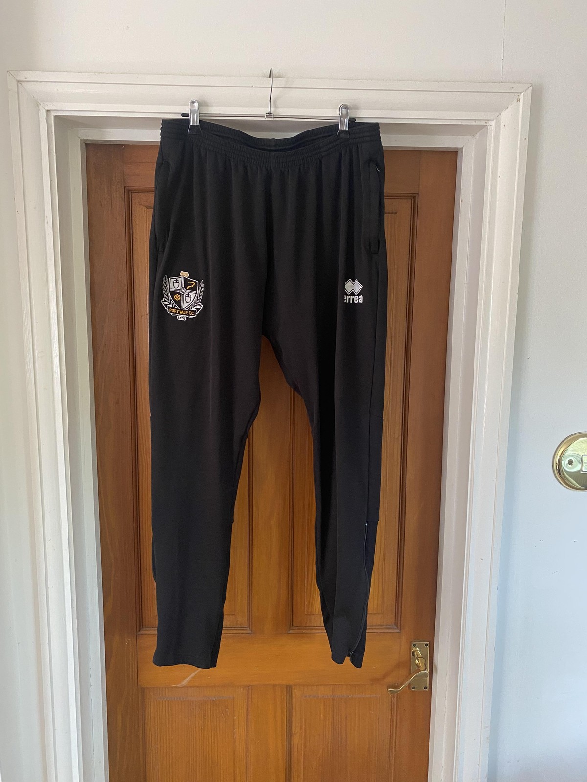 Port Vale Tracksuit Bottoms Mens 3XL Black Football Errea Training Zip Ankles