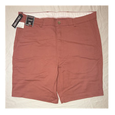 Roundtree Yorke Men's Stretch Chino Shorts Rust Flat Front 9" Inseam Cotton