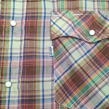 Vintage 1980 Levi  s XL Olympic Games Pearl Snap Shirt Plaid Western USA Made