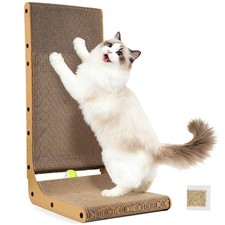 L Shape Cat Scratcher 26.8 Inch Cardboard Pad Indoor Large Vertical Board