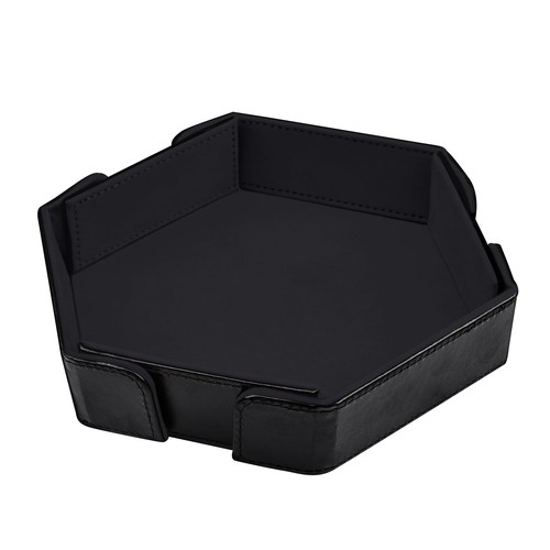 Magnetic Folding Dice Tray Hexagon Dice Rolling Tray PU Leather Dice Trays