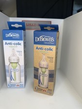 Set Of 2 - 4 Ounce Dr Browns Bottles 1 Glass And 1 Plastic. Both Step 1 Narrow
