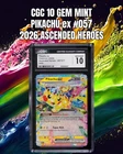 Pikachu ex #057 CGC 10 GEM MINT 2026 Ascended Heroes Holo Pokémon TCG