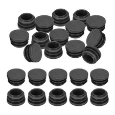 24Pcs 7/8" Plastic Tubing End Caps Round Hole Plug Insert Black