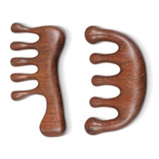 Gjinxi Scalp Massage Comb 2PCs, Wooden Wide Tooth Loc Comb, Natural Sandalwoo...
