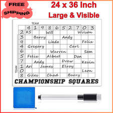 100 Football Squares Board Dry Erase, 24" x 36" Reusable Office Pool Game Poster
