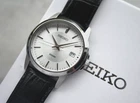 Seiko Men's Watch Quartz Silver Dial Steel Day Date Leather 100M Date
