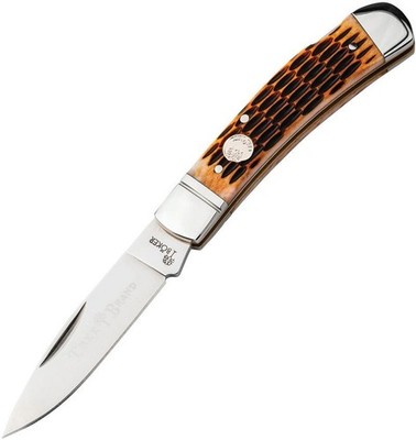 BOKER TREE BRAND KNIVES 110891 JIGGED AMBER BONE LOCKBACK KNIFE GERMANY