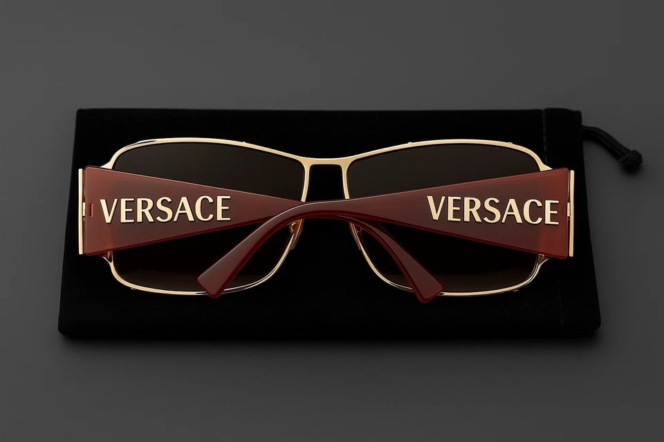 Versace MOD. Gafas de sol 2057 Shield - marrón/dorado - hechas en Italia - vintage Y2K Foto 2 de 4