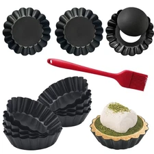 12PCS Egg Tart Molds with Removable Bottom, 3 Inch Mini Quiche Pans Nonstick ...