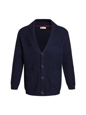 Brunello Cucinelli solid color button-down knit sweater, fitted men's size M