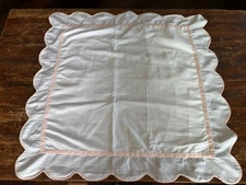 Dea 100% Egyptian Cotton White W/Scalloped Pink Ribbon Euro Pillow Sham