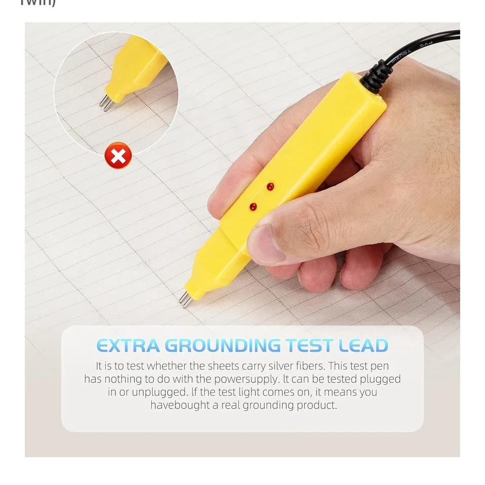 Conjunto de fronhas de lençóis de cama de aterramento, 90% algodão orgânico + 10% prata pura orgânica - Imagem 4 de 4