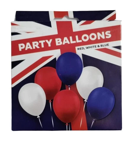 12 Union Jack Balloons Red White Blue Kings Coronation Celebration Party Balloon