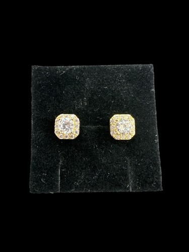 Gld Shop Cushion Cut Earrings in Yellow Gold Brand New - Picture 2 of 4